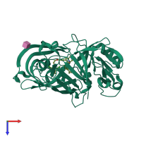 Monomeric assembly 2 of PDB entry 3g6z coloured by chemically distinct molecules, top view.