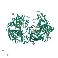 Homo dimeric assembly 3 of PDB entry 3g6z coloured by chemically distinct molecules, front view.