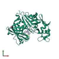 Monomeric assembly 1 of PDB entry 3g72 coloured by chemically distinct molecules, front view.
