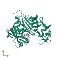 Monomeric assembly 2 of PDB entry 3g72 coloured by chemically distinct molecules, front view.