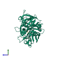 Monomeric assembly 2 of PDB entry 3g72 coloured by chemically distinct molecules, side view.