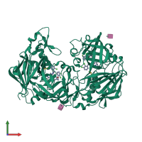 Homo dimeric assembly 3 of PDB entry 3g72 coloured by chemically distinct molecules, front view.