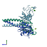 PDB entry 3g81 coloured by chain, side view.