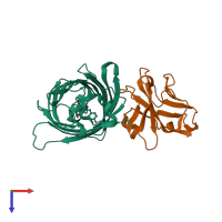 PDB entry 3g9a coloured by chain, top view.