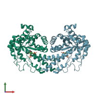 PDB entry 3gb6 coloured by chain, front view.