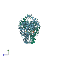 PDB entry 3gb6 coloured by chain, side view.