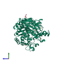 PDB entry 3gbd coloured by chain, side view.