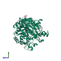 PDB entry 3gbe coloured by chain, side view.