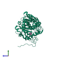 PDB entry 3gh7 coloured by chain, side view.