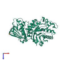 PDB entry 3gh7 coloured by chain, top view.