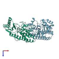 PDB entry 3gi1 coloured by chain, top view.