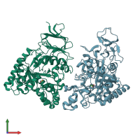 PDB entry 3gip coloured by chain, front view.