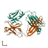 PDB entry 3gk8 coloured by chain, front view.