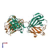 PDB entry 3gk8 coloured by chain, top view.