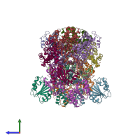 PDB entry 3glf coloured by chain, side view.