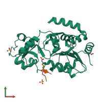 PDB entry 3glr coloured by chain, front view.