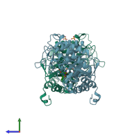 PDB entry 3gr7 coloured by chain, side view.