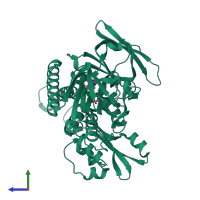 PDB entry 3grs coloured by chain, side view.