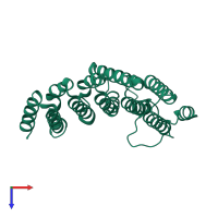 PDB entry 3gs3 coloured by chain, top view.