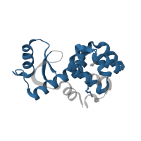 The deposited structure of PDB entry 3gum contains 2 copies of Pfam domain PF00959 (Phage lysozyme) in Endolysin. Showing 1 copy in chain A.