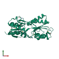 PDB entry 3gv0 coloured by chain, front view.