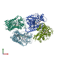 PDB entry 3gw9 coloured by chain, front view.