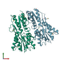 PDB entry 3gyb coloured by chain, front view.