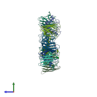 PDB entry 3gzo coloured by chain, side view.