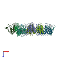 PDB entry 3gzo coloured by chain, top view.