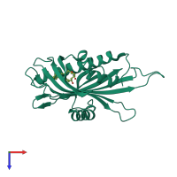 Monomeric assembly 2 of PDB entry 3h3t coloured by chemically distinct molecules, top view.
