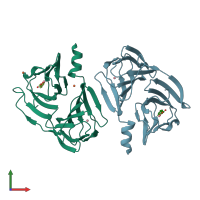 PDB entry 3h7j coloured by chain, front view.