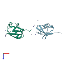 PDB entry 3h7s coloured by chain, top view.