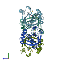 PDB entry 3h96 coloured by chain, side view.