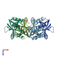 PDB entry 3h96 coloured by chain, top view.