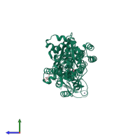 PDB entry 3h99 coloured by chain, side view.