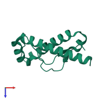 PDB entry 3hak coloured by chain, top view.