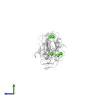 CALCIUM ION in PDB entry 3hda, assembly 1, side view.