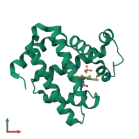 PDB entry 3hen coloured by chain, front view.