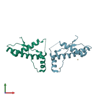 PDB entry 3hes coloured by chain, front view.