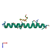 PDB entry 3heu coloured by chain, top view.