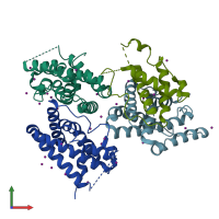 PDB entry 3hhc coloured by chain, front view.