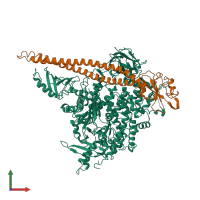 PDB entry 3hiz coloured by chain, front view.