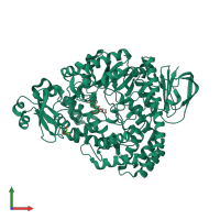 PDB entry 3hje coloured by chain, front view.