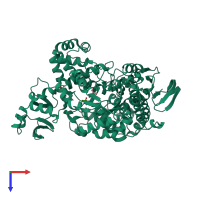 PDB entry 3hje coloured by chain, top view.