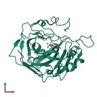 PDB entry 3hku coloured by chain, front view.