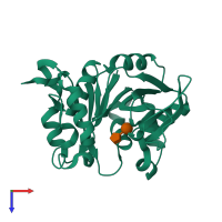 PDB entry 3hl3 coloured by chain, top view.