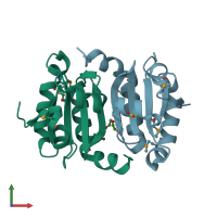 PDB entry 3hz4 coloured by chain, front view.