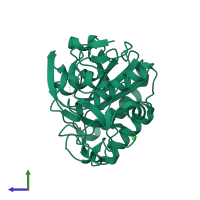 PDB entry 3i2y coloured by chain, side view.