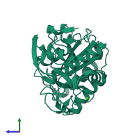 PDB entry 3i30 coloured by chain, side view.