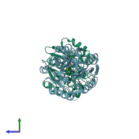 PDB entry 3i4a coloured by chain, side view.